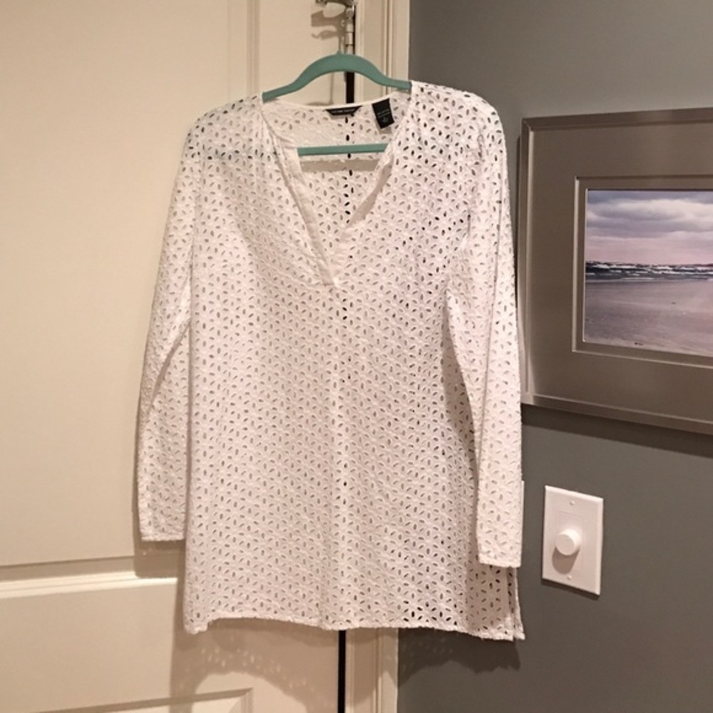 white eyelet coverup tunic